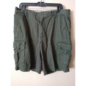 Izod Saltwater Khaki Gray Chino Cargo Shorts Men's Size 36